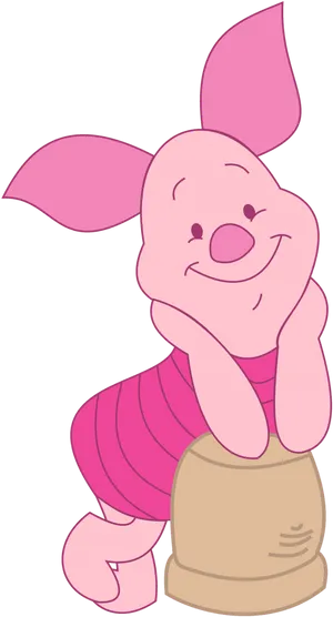 Smiling Piglet Cartoon Character PNG Image