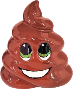 Smiling Poop Emoji Figurine PNG Image