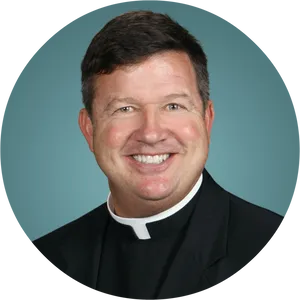 Smiling Priest Portrait PNG Image