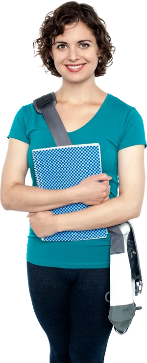 Smiling Studentwith Notebooksand Bag PNG Image