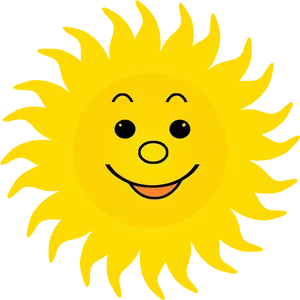 Smiling Sun Cartoon Graphic PNG Image