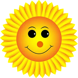 Smiling Sunflower Cartoon Graphic PNG Image