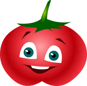 Smiling Tomato Cartoon Vector PNG Image