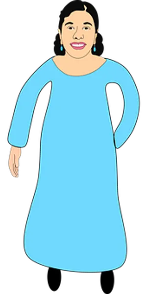 Smiling Womanin Blue Dress PNG Image