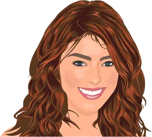 Smiling Womanwith Auburn Hair Vector Illustration PNG Image