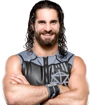 Smiling Wrestlerwith Arms Crossed PNG Image