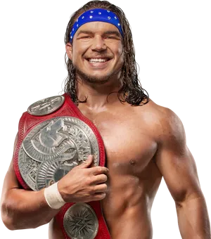 Smiling Wrestlerwith Championship Belt PNG Image