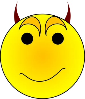 Smiling Yellow Facewith Devil Horns PNG Image