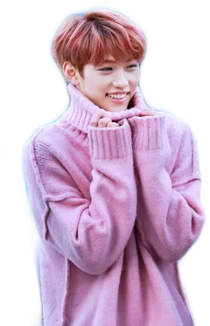 Smiling Young Manin Pink Sweater PNG Image