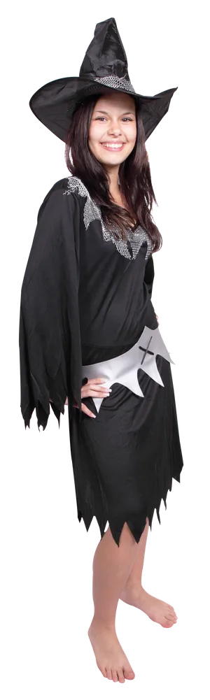 Smiling Young Witch Costume PNG Image