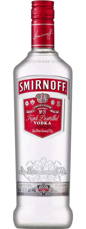 Smirnoff Triple Distilled Vodka Bottle PNG