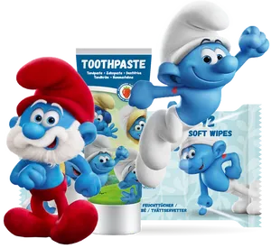 Smurfs Promoting Hygiene Products PNG Image