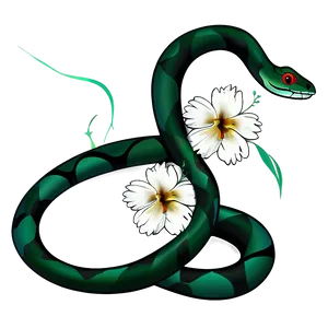 Snake Tattoo With Flowers Png Bxc52 PNG Image