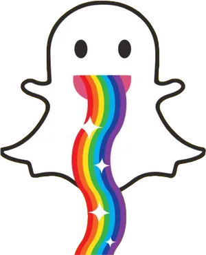 Snapchat Ghost Rainbow Trail Logo PNG Image