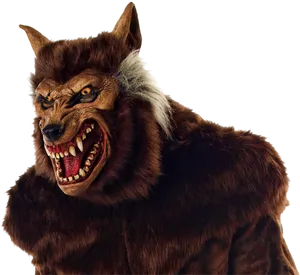 Snarling Werewolf Costume Portrait PNG Image