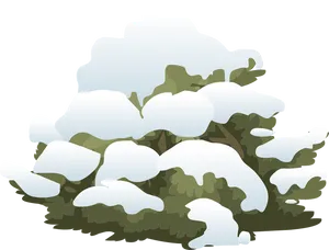 Snow Covered Bush Vector PNG Image