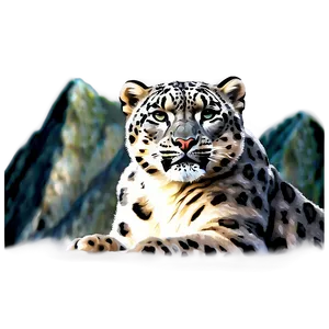 Snow Leopard And Mountain Background Png Fjc79 PNG Image