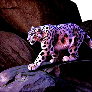 Snow Leopard Climbing Rocks Png 11 PNG Image