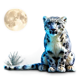 Snow Leopard In Moonlight Png Rqy44 PNG Image