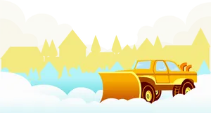 Snow Plow Truck Cartoon Illustration PNG Image