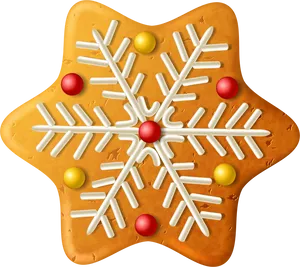 Snowflake Decorated Gingerbread Cookie PNG Image