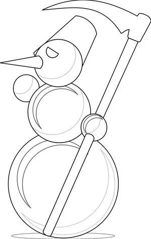 Snowman_ Line_ Art_ Illustration PNG Image