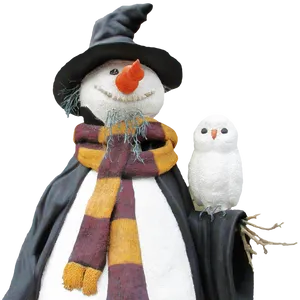 Snowman_with_ Owl_ Friend PNG Image