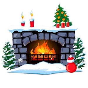 Snowy Christmas Fireplace Hearth Png 36 PNG Image