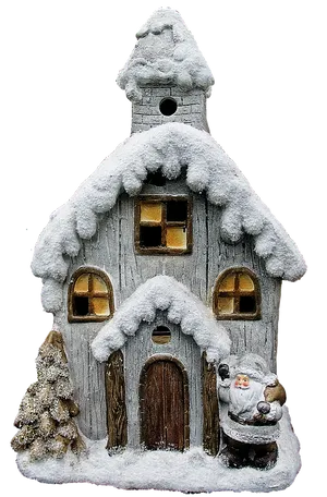 Snowy Christmas House Decoration PNG Image