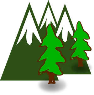 Snowy_ Mountain_ Peaks_with_ Pine_ Trees_ Vector PNG Image