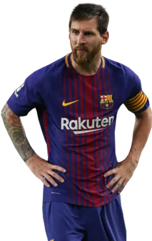 Soccer_ Player_in_ Barcelona_ Kit PNG Image