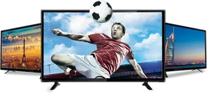 Soccer Player L E D T V Display PNG Image