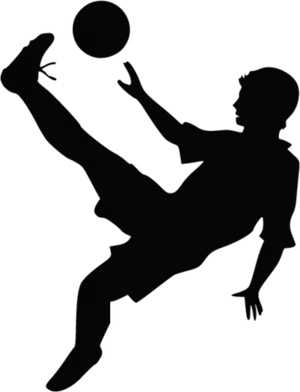 Soccer Player Silhouette Kicking Ball PNG Image