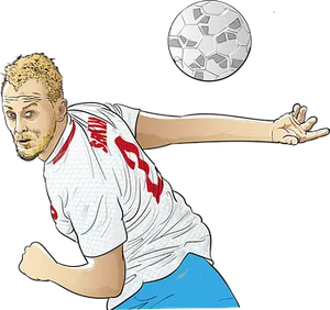 Soccer_ Player_ Throwing_ Ball_ Illustration PNG Image