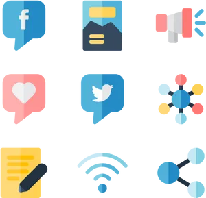 Social Media Communication Icons PNG Image