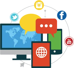 Social Media Connectivity Illustration PNG