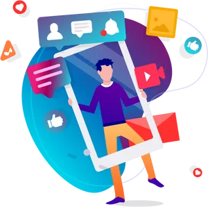 Social Media Engagement Illustration PNG Image