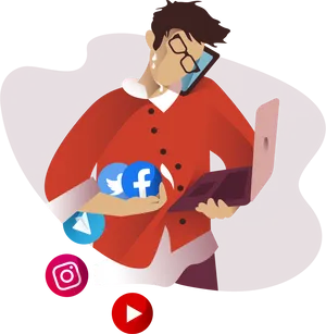 Social Media Engagement Illustration PNG Image