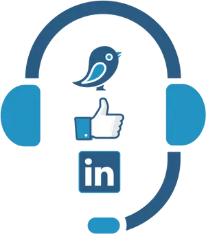 Social Media Headphones Concept PNG Image