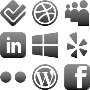 Social Media Icons Black Background PNG Image