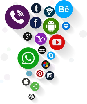 Social Media Icons Cluster PNG Image