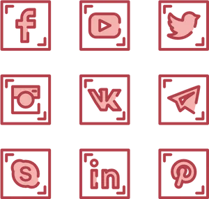 Social Media Icons Collection PNG Image