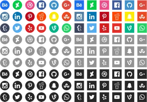 Social Media Icons Collection PNG Image