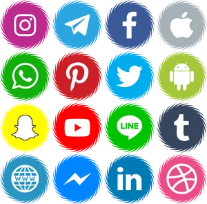 Social Media Icons Collection PNG Image