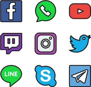 Social Media Icons Collection PNG Image