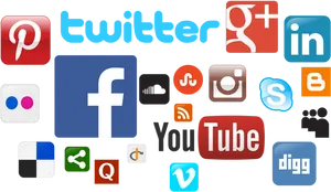 Social Media Icons Collection PNG Image