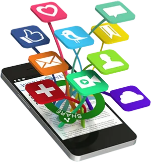 Social Media Icons Emergingfrom Smartphone PNG Image