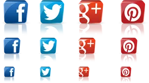 Social Media Icons Reflection PNG Image