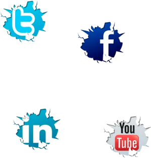 Social Media Icons Splatter Design PNG Image