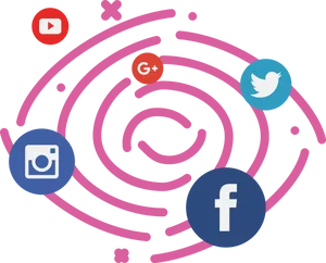 Social Media Icons Vortex PNG Image